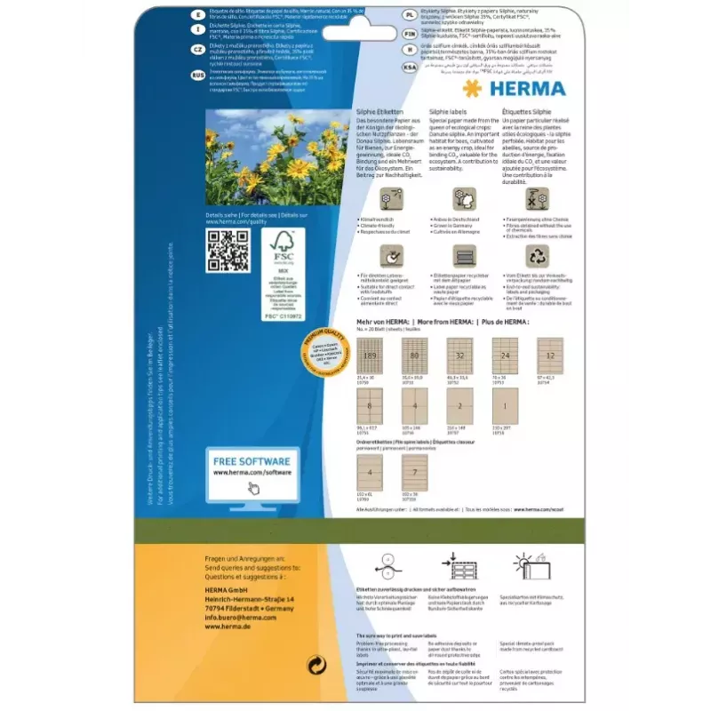 HERMA 10754 αυτοκόλλητη ετικέτα, χαρτί Silphie, 97 x 42,3 mm, μόνιμης κόλλησης, καφέ