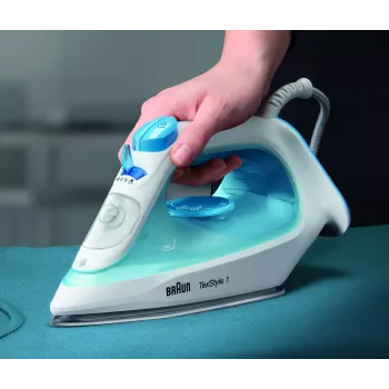 Σίδερο ατμού Braun TexStyle 1 SI1050BL κεραμική πλάκα σιδερώματος 2000 W μπλε, λευκό