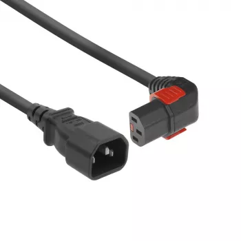 Καλώδιο τροφοδοσίας ACT C14 - C13 IEC Lock (γωνιακό) μαύρο 1 m, PC2044