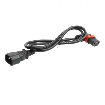 Καλώδιο τροφοδοσίας ACT C14 - C13 IEC Lock (γωνιακό αριστερά) μαύρο 3 m, PC2050