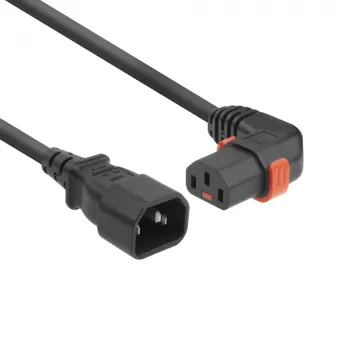 Καλώδιο τροφοδοσίας ACT C14 - C13 IEC Lock (γωνιακό) μαύρο 1 m, PC2041