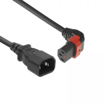 Καλώδιο τροφοδοσίας ACT C14 - C13 IEC Lock (γωνιακό προς τα πάνω) μαύρο 1 m, PC2043