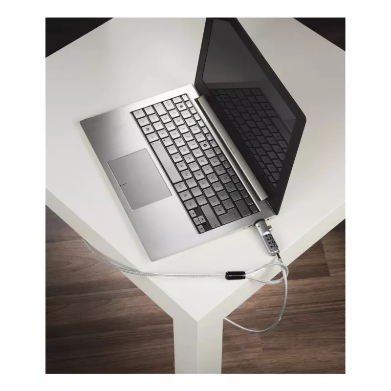 Hama 00126821 κλειδαριά USB για φορητό υπολογιστή, με συνδυασμό 4 ψηφίων, ανθρακούχος χάλυβας, ασημί