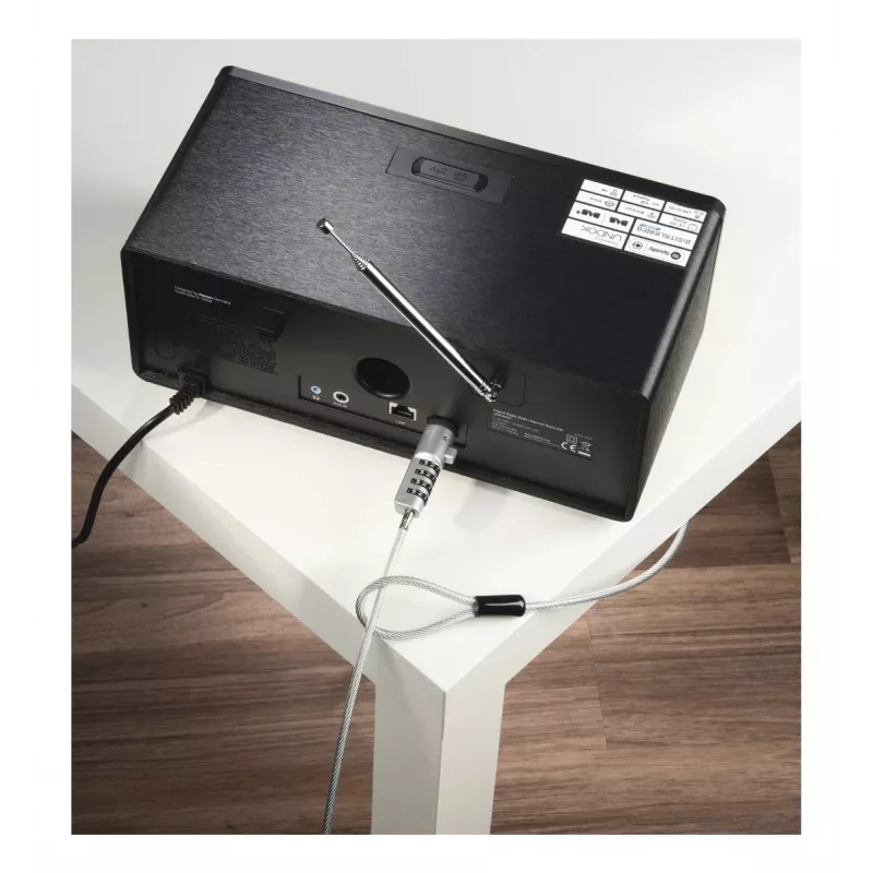 Hama 00126821 κλειδαριά USB για φορητό υπολογιστή, με συνδυασμό 4 ψηφίων, ανθρακούχος χάλυβας, ασημί