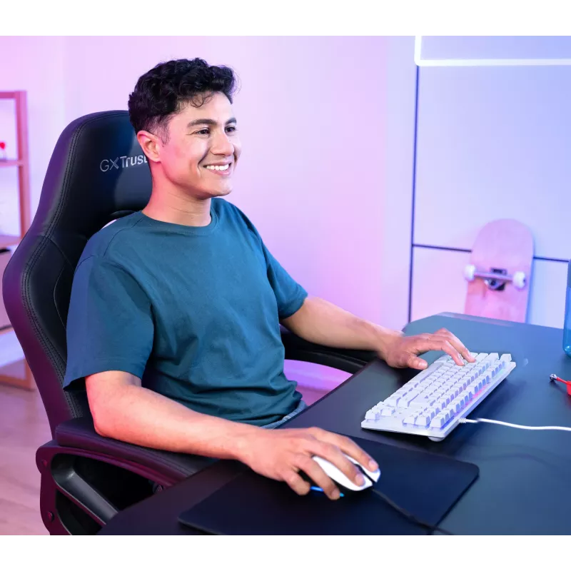 Trust GXT 833W Thado Πληκτρολόγιο Gaming USB QWERTZ Γερμανικό Λευκό