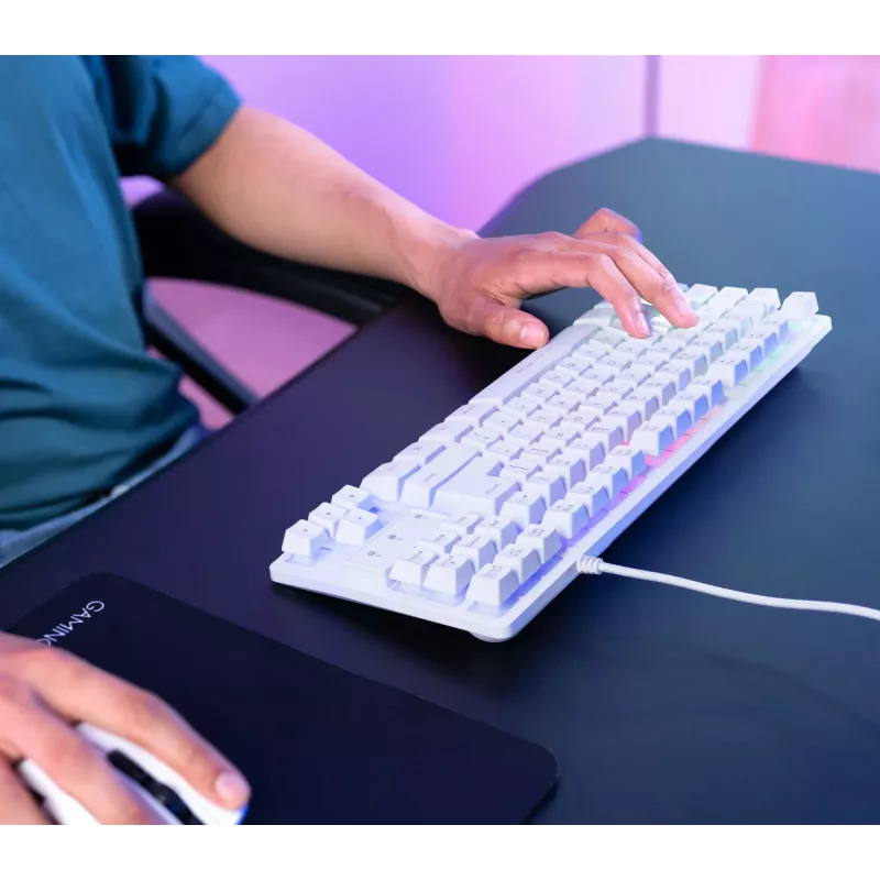 Trust GXT 833W Thado Πληκτρολόγιο Gaming USB QWERTZ Γερμανικό Λευκό