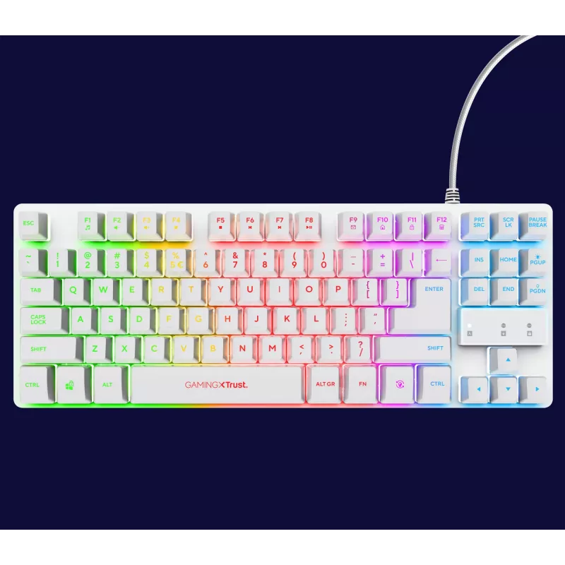 Trust GXT 833W Thado Πληκτρολόγιο Gaming USB QWERTZ Γερμανικό Λευκό