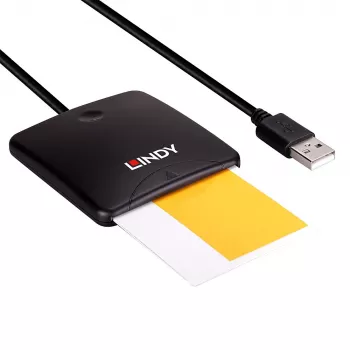 Lindy USB 2.0 Smart Card Reader, USB, μαύρο, 1,2 m, 480 MB/s, 2 έτη, CE, Federal Communications Commission (FCC), REACH, RoHS