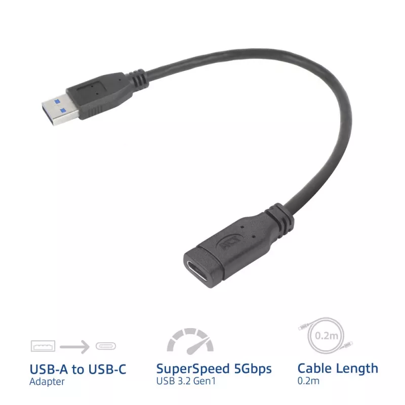 Προσαρμογέας USB ACT AC7460 βύσμα USB-A σε υποδοχή USB-C 24 ακίδων, 20 cm, 5 Gbit/s