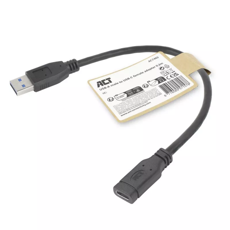 Προσαρμογέας USB ACT AC7460 βύσμα USB-A σε υποδοχή USB-C 24 ακίδων, 20 cm, 5 Gbit/s