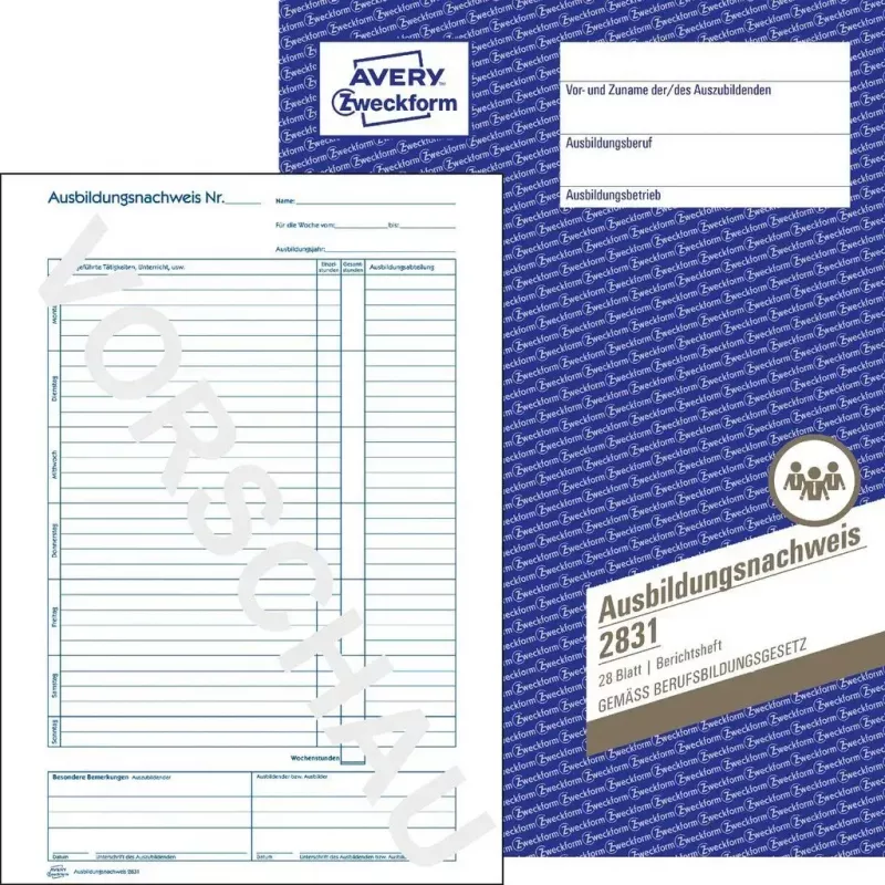 Avery Zweckform 2831 βιβλίο απόδειξης εκπαίδευσης, A4, 28 φύλλα