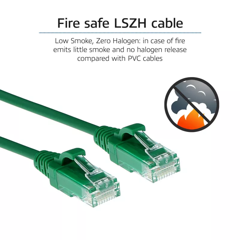 ACT Πράσινο 1 m LSZH U/UTP CAT6 Datacenter Slimline καλώδιο patch χωρίς γλωττίδα με βύσματα RJ45