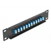 Patch panel οπτικών ινών DeLOCK 10 ίντσες 12 Port LC Duplex μπλε 1U μαύρο