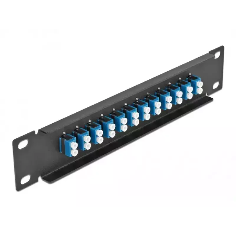 Patch panel οπτικών ινών DeLOCK 10 ίντσες 12 Port LC Duplex μπλε 1U μαύρο