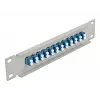 Πάνελ patch panel οπτικών ινών DeLOCK 10 ιντσών 12 Port LC Duplex μπλε 1HE γκρι