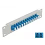 Πάνελ patch panel οπτικών ινών DeLOCK 10 ιντσών 12 Port LC Duplex μπλε 1HE γκρι