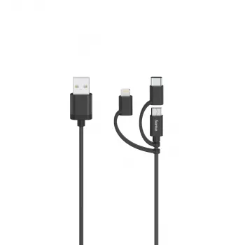 Hama 00200617 καλώδιο USB USB 2.0 0,75 m USB A USB C/Micro USB A/Lightning μαύρο