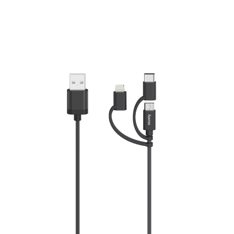 Hama 00200617 καλώδιο USB USB 2.0 0,75 m USB A USB C/Micro USB A/Lightning μαύρο