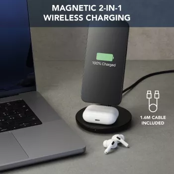Cellularline Mag Duo ασύρματος φορτιστής 2-in-1 ασύρματος σταθμός φόρτισης για συσκευές Apple