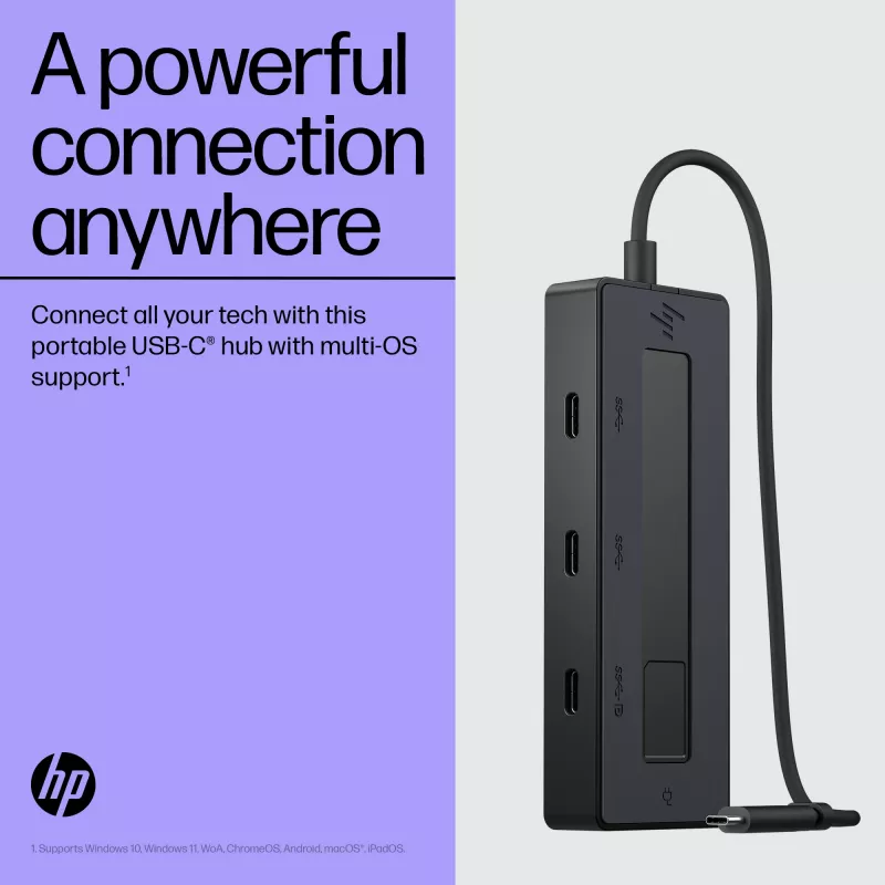 HP 6G842AA 4K USB-C πολλαπλών θυρών hub, αναπαραγωγέας θυρών, USB-C, DP, μαύρο