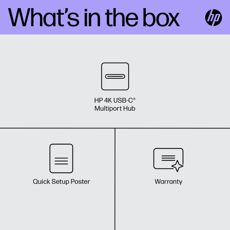 HP 6G842AA 4K USB-C πολλαπλών θυρών hub, αναπαραγωγέας θυρών, USB-C, DP, μαύρο