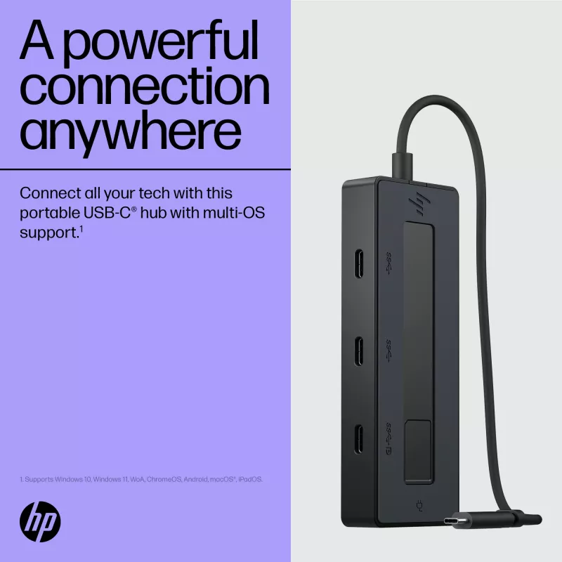 HP 6G842AA 4K USB-C πολλαπλών θυρών hub, αναπαραγωγέας θυρών, USB-C, DP, μαύρο