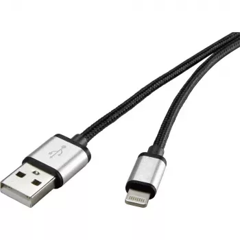 Καλώδιο Lightning Renkforce RF-4683966 3m μαύρο ασημί
