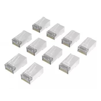Hama 00300028 RJ45 βύσμα δικτύου Cat6a STP, ασημί/διαφανές, συσκευασία 10 τεμ.