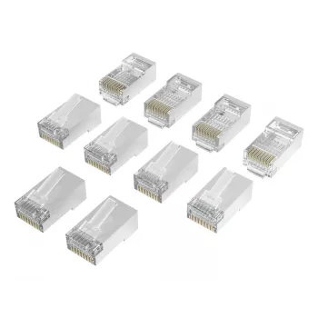 Hama 00300028 RJ45 βύσμα δικτύου Cat6a STP, ασημί/διαφανές, συσκευασία 10 τεμ.