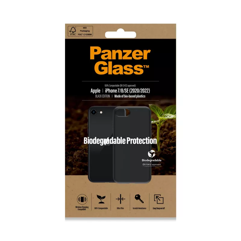 Θήκη PanzerGlass Biodegradable θήκη iPhone 6 6s SE 2020 2022 7 8 μαύρο