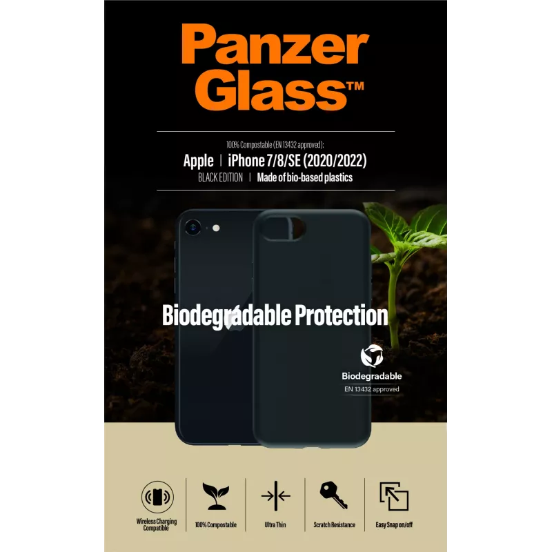 Θήκη PanzerGlass Biodegradable θήκη iPhone 6 6s SE 2020 2022 7 8 μαύρο