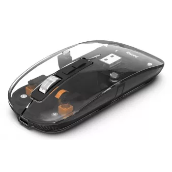 Hama WM-600 Multi-Device ποντίκι, ασύρματο RF + Bluetooth, επίπεδο, 6 πλήκτρα, διάφανο
