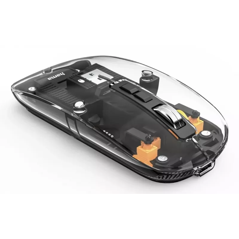 Hama WM-600 ποντίκι πολλαπλών συσκευών, ασύρματο RF + Bluetooth, επίπεδο, 6 κουμπιά, διαφανές