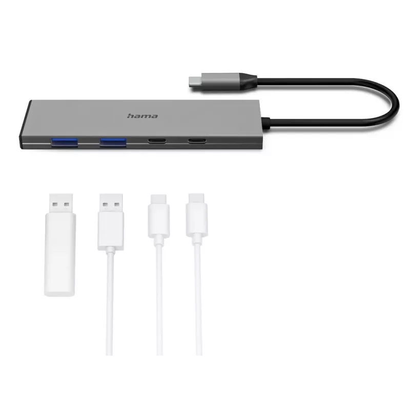 Hama 00200147 Hub διασύνδεσης USB Type-C 10000 Mbit/s Γκρι