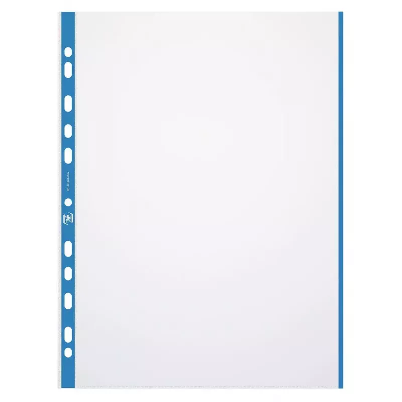 ELBA 971619-04 πλαστική θήκη εγγράφων, A4, PP, 0,09 mm, με χρωματιστό περιθώριο, ανοιχτή στο πάνω μέρος, ευρωπαϊκής διάτρησης, διάφανη/μπλε