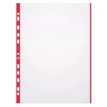 ELBA 971619-13 θήκη εγγράφων, A4, PP, 0,09 mm, κόκκινο χρωματιστό άκρο, διάφανη, ανοιχτή στο επάνω μέρος, ευρωπαϊκή διάτρηση