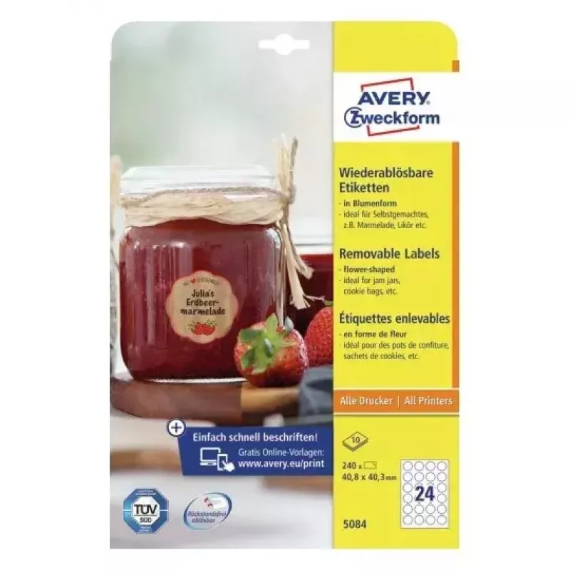 Αυτοκόλλητες ετικέτες εκτυπωτή Avery 5084