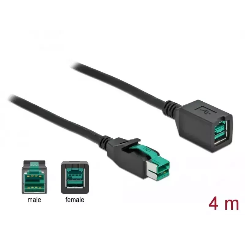 Καλώδιο επέκτασης USB με τροφοδοσία DeLOCK 85983 12 V 4 m μαύρο