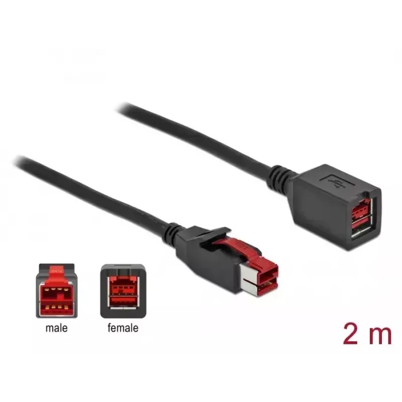 Ενεργό καλώδιο επέκτασης USB DeLOCK 85986 24 V 2 m μαύρο