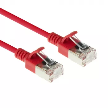 ACT Κόκκινο 5 μέτρα LSZH U/FTP CAT6A Slimline Patch Καλώδιο Κέντρου Δεδομένων με βύσματα RJ45 χωρίς γλωττίδες