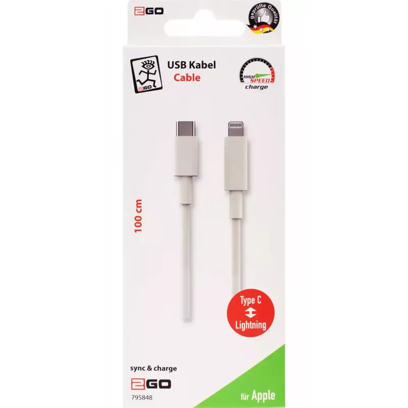 Καλώδιο Lightning 2GO 795848 1m USB C σε Lightning λευκό