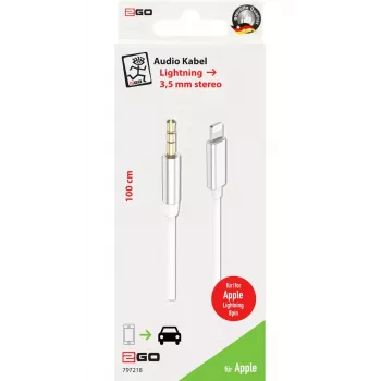 Καλώδιο ήχου 2GO 797218 1m 3.5mm Lightning λευκό