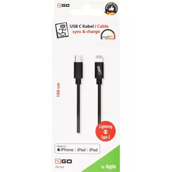 Καλώδιο Lightning 2GO 797162 1 m μαύρο USB-C
