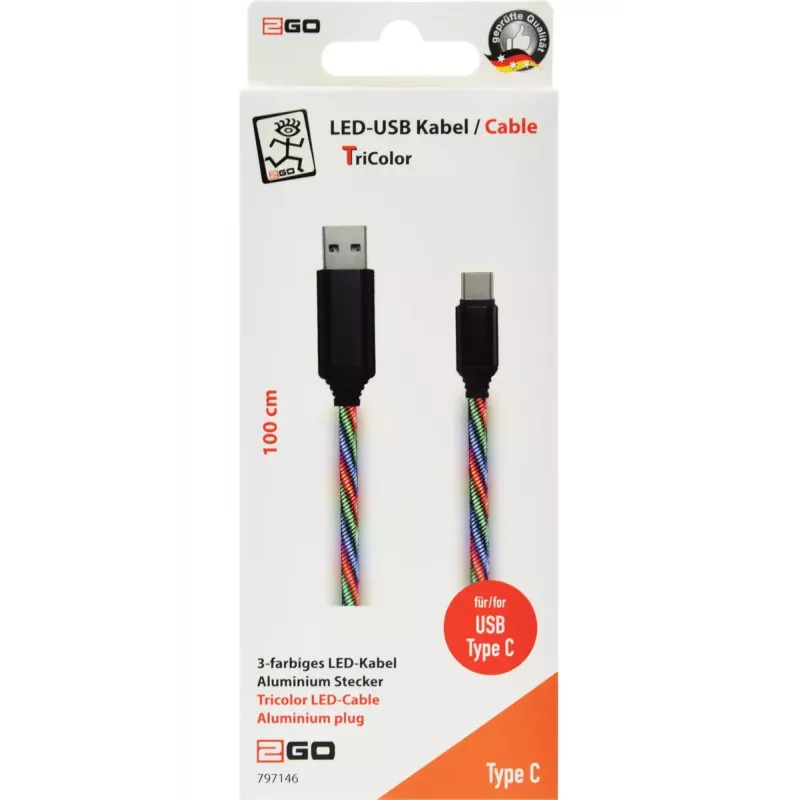 Καλώδιο USB 2GO 797146 1 m USB B USB C πολύχρωμο