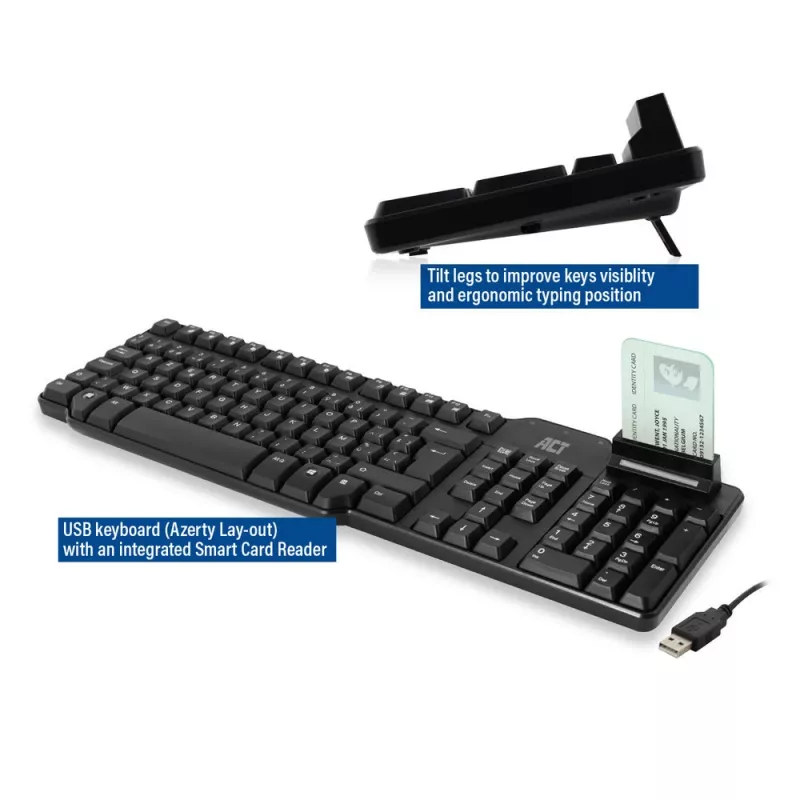 ACT Ενσύρματο πληκτρολόγιο με αναγνώστη smartcard (Azerty/BE-Layout)