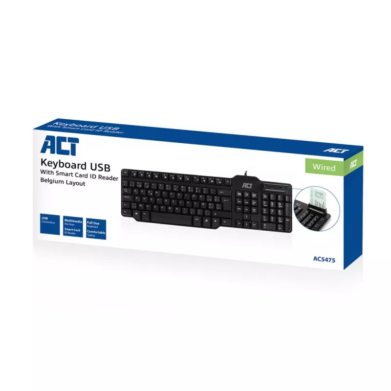 ACT Ενσύρματο πληκτρολόγιο με αναγνώστη smartcard (Azerty/BE-Layout)