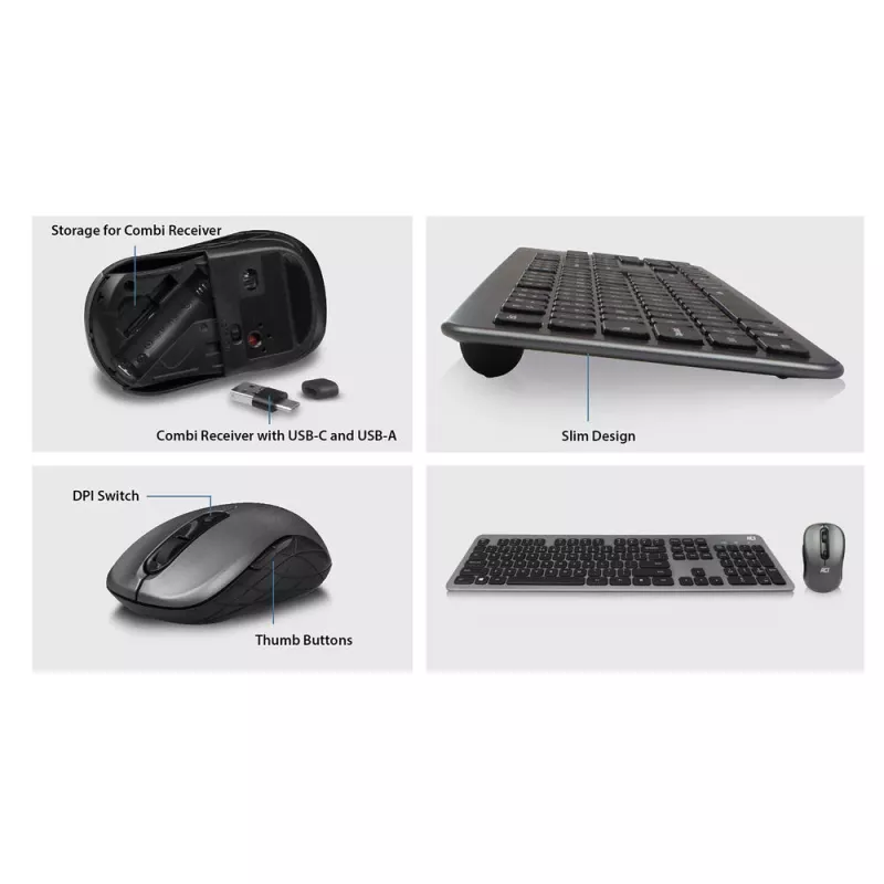 ACT AC5710 ασύρματο πληκτρολόγιο, RF, QWERTY UK International, μαύρο