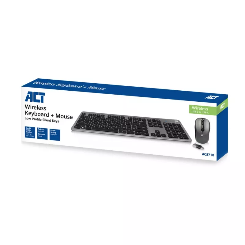 ACT AC5710 ασύρματο πληκτρολόγιο, RF, QWERTY UK International, μαύρο