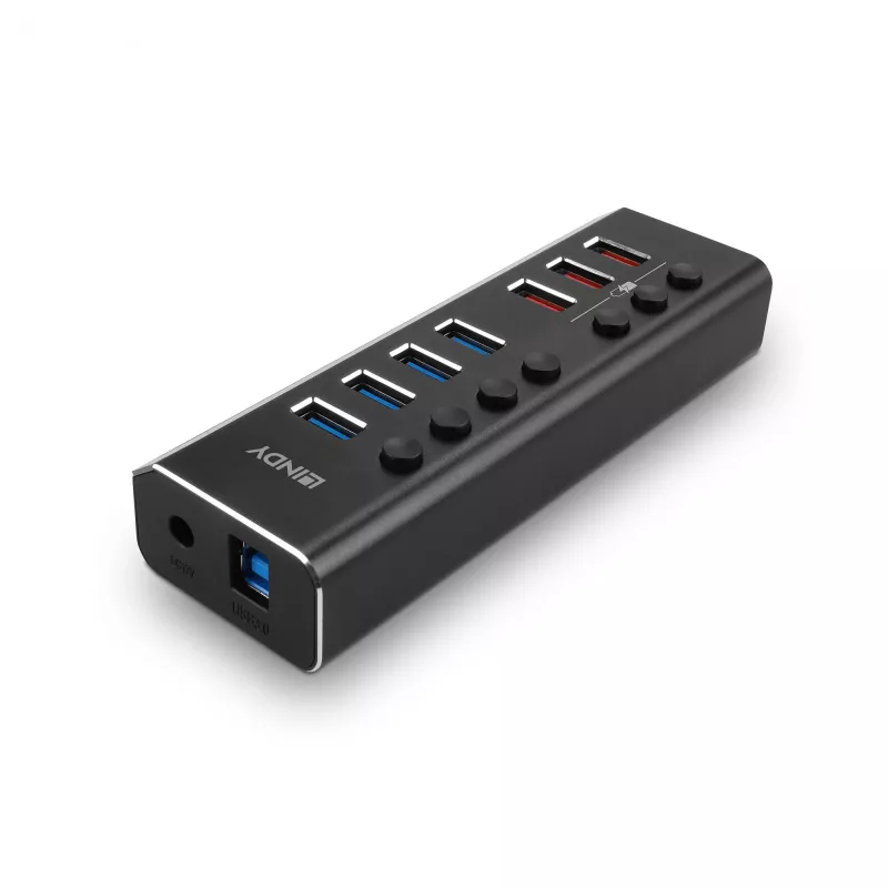Lindy Hub USB 3.0 4 θυρών με 3 υποδοχές Quick Charge 3.0