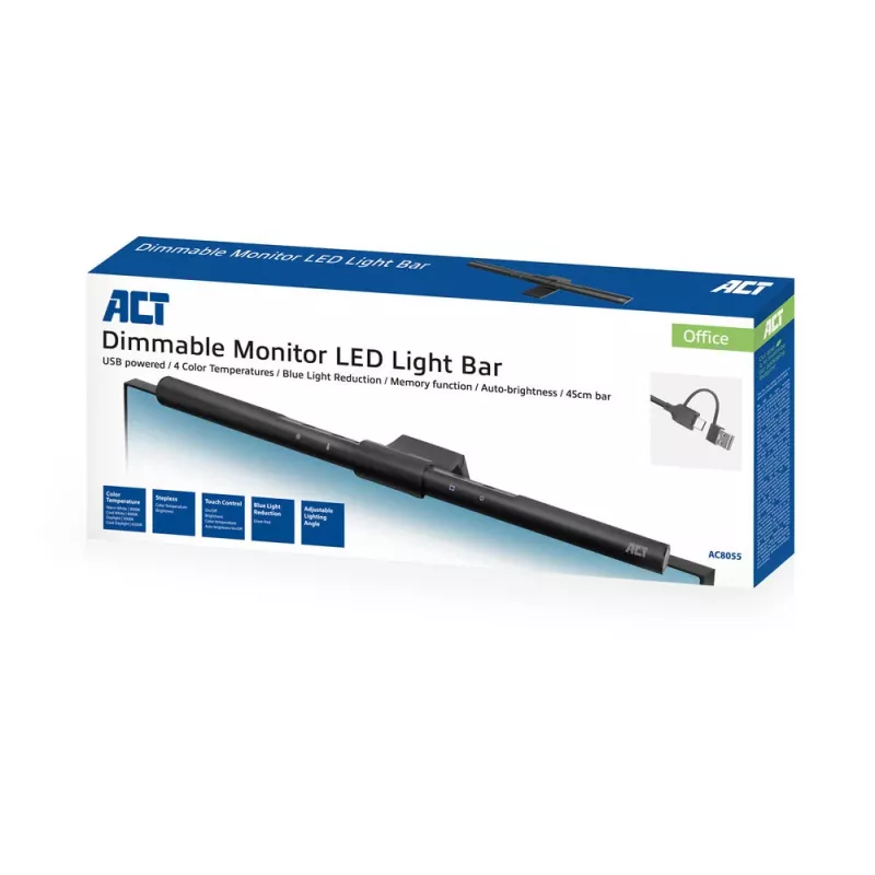Φωτεινή μπάρα οθόνης LED ACT AC8055 — Ρυθμιζόμενο φωτιστικό οθόνης με τροφοδοσία USB